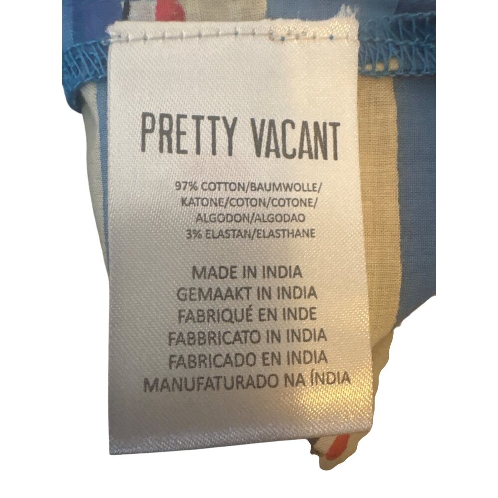 2/$30 Pretty Vacant 4XL Sleeveless Button-Up Shirt Blue Beige Print Cotton Blend - Picture 8 of 16